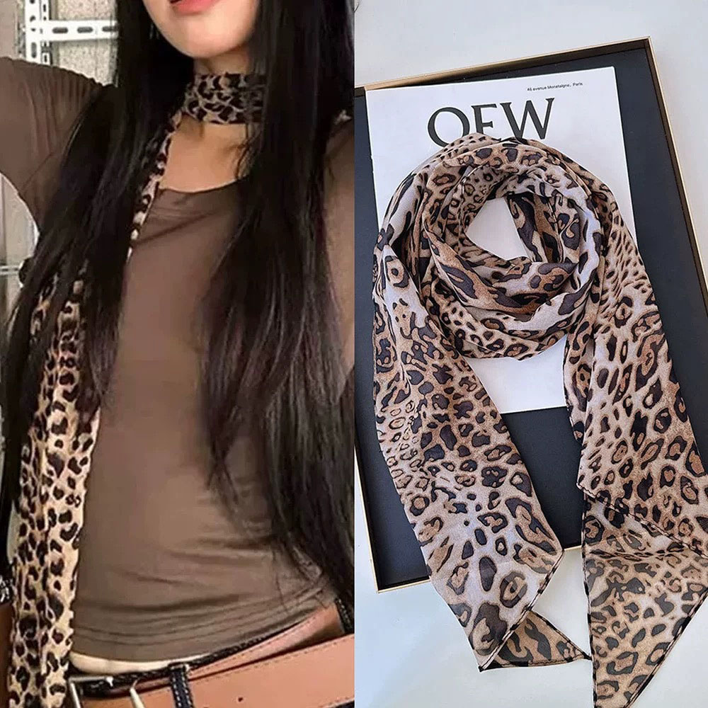 Leopard Small Long Silk Scarf  - огляд і ціна Silk Tie Striped